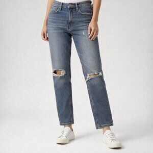 Anthropologie Pilcro Jeans Womens 27 Blue Distressed Straight Leg Denim